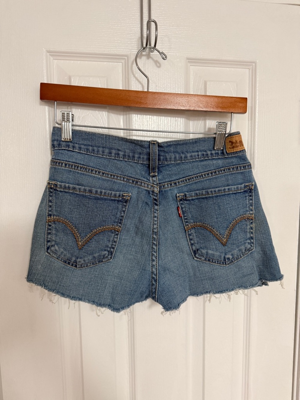 Levi's Light Blue Denim Cutoff Shorts with Frayed Hem